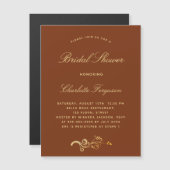 Orangenrost goldskript Luxus-Brautparty Magneteinladung (Vorne/Hinten)