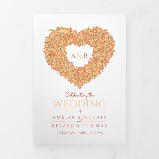 Orangensafarbene Tulpen - Einweihung Dreifach-gefaltete Programmkarte (Cover)