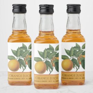 Orangensaft Hochzeitsgunst Botanische Blätter Zitr Alkoholflaschenetikett