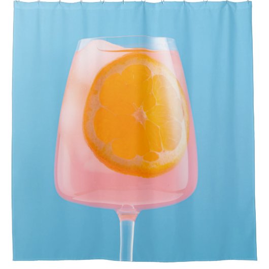 Orangensaft in klarem Trinkglas Duschvorhang (Vorderseite)