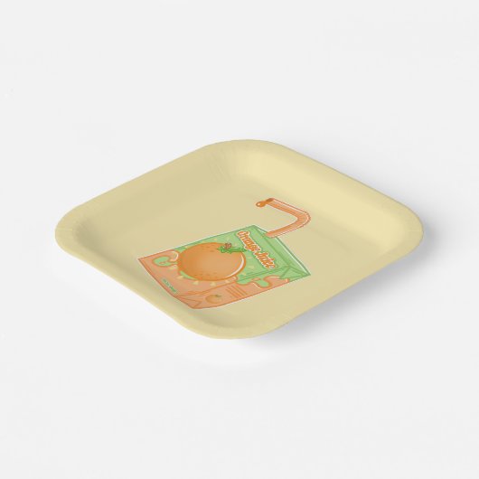 Orangensaftbox Gelb Pappteller (Gewinkelt)