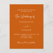 Orangensafthochzeit Einladungspostkarte (Vorderseite)