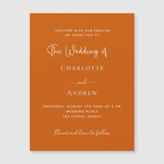 Orangensafthochzeit Magneteinladung (Vorderseite)