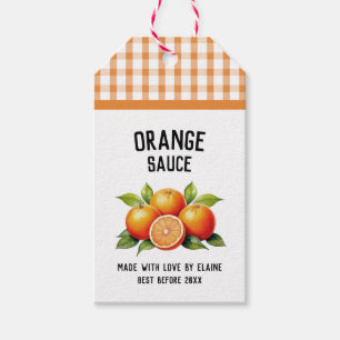 Orangensauce-Konservenetiket im Schachbrettmuster Geschenkanhänger