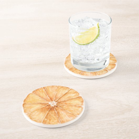 Orangenscheibe Obst Getränkeuntersetzer (Seite)