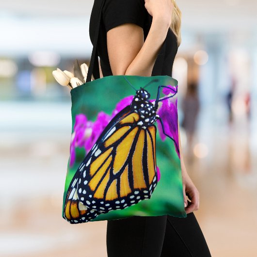 Orangenschmetterling Foto lila Blume Chic Tasche