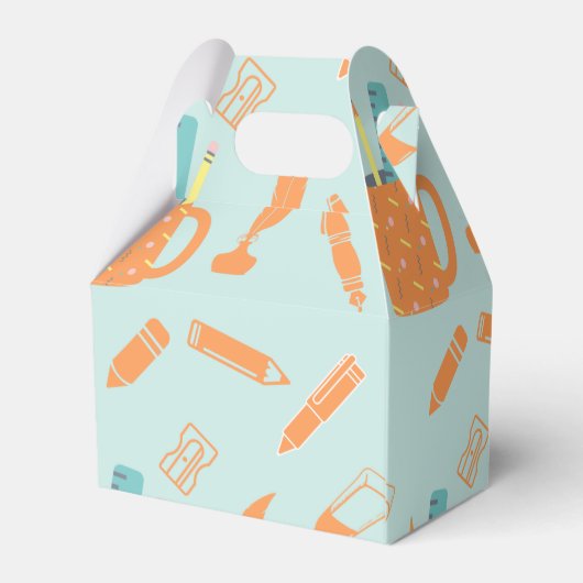 Orangenschreibwerkzeuge - hellblau geschenkschachtel (Rückseite)