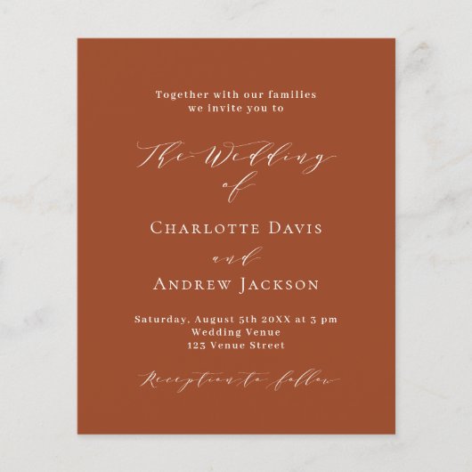 Orangenschrift QR Code UAWG Budget Hochzeit (Vorderseite)