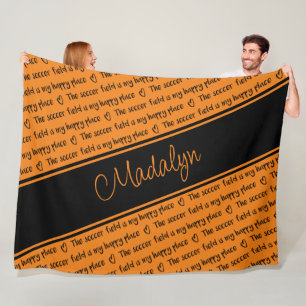 Orangenschwarz Das Fußballfeld ist mein glückliche Fleecedecke