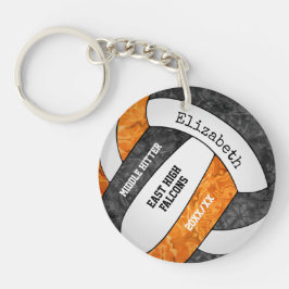 Orangenschwarz Gürtelmädchen Sportvolleyball Schlüsselanhänger
