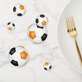 Orangenschwarze Fußballbälle Kinder Party Konfetti