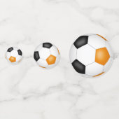 Orangenschwarze Fußballbälle Kinder Party Konfetti (Rückseiten)