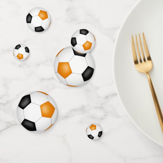 Orangenschwarze Fußballbälle Kinder Party Konfetti (Gruppe)