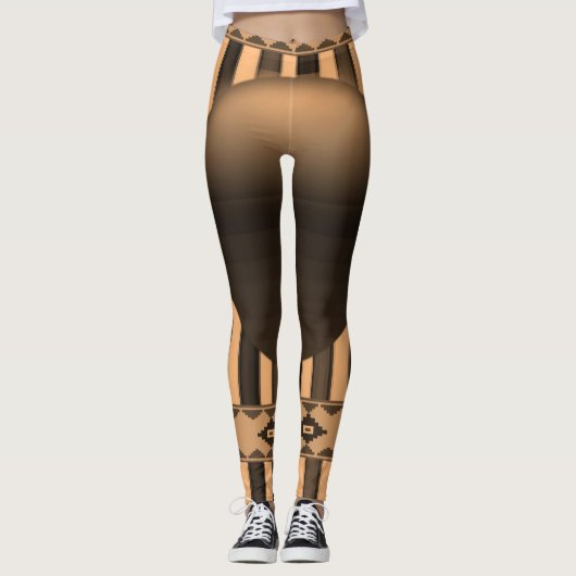 Orangenschwarze Leggings (Vorderseite)
