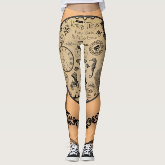 Orangenschwarze Leggings (Vorderseite)