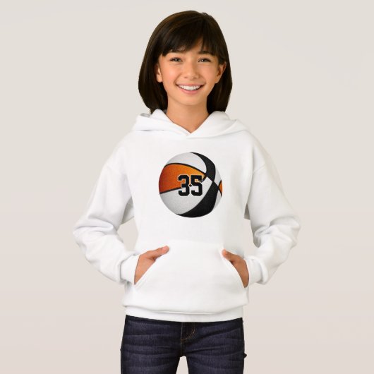 Orangenschwarze Mannschaftsfarben Jersey Nummer Ba Hoodie (Vorne ganz)