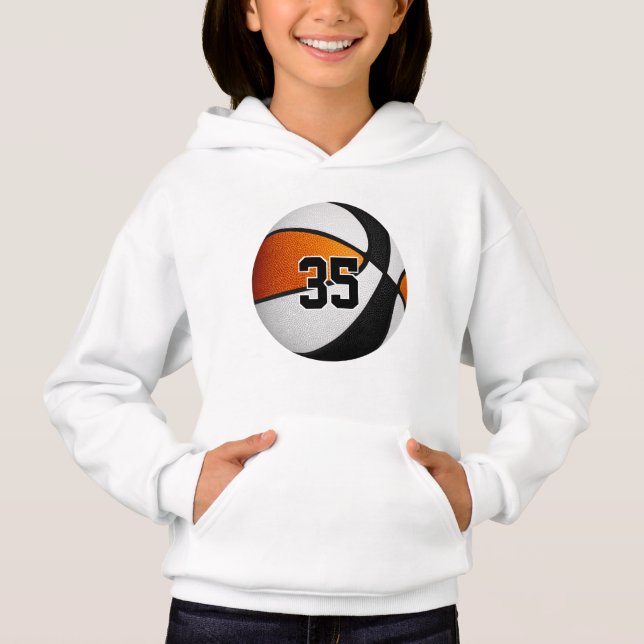 Orangenschwarze Mannschaftsfarben Jersey Nummer Ba Hoodie (Vorderseite)