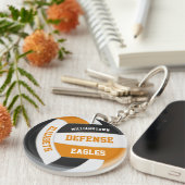 Orangenschwarze Mannschaftsfarben personalisiertes Schlüsselanhänger (Vorderseite rechts)