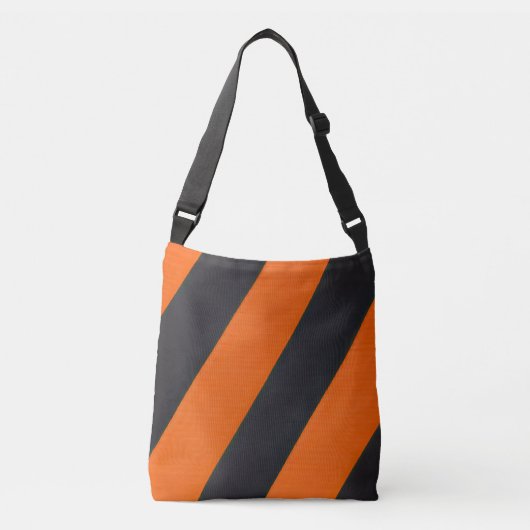 Orangenschwarze Streifen Cross-Body-Bag Tragetaschen Mit Langen Trägern (Vorderseite)