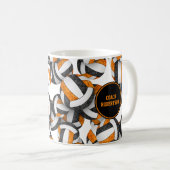 Orangenschwarze Volleyball Mannschaftsfarben Train Kaffeetasse (VorderseiteRechts)
