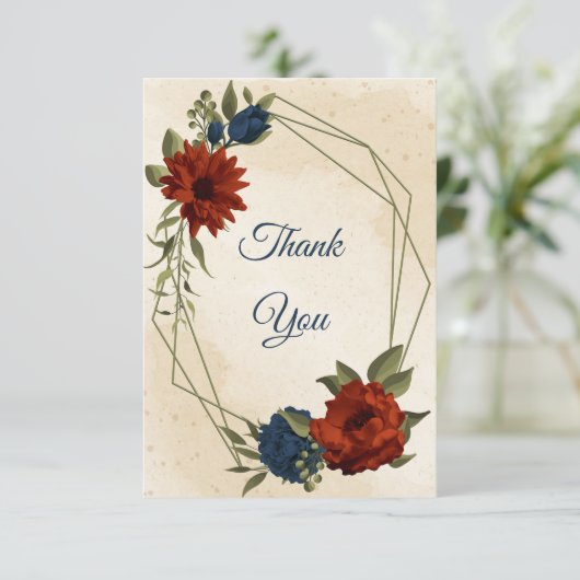 Orangenseehochzeit Dankeskarte (Stehend Vorderseite)