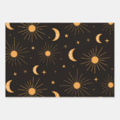 Orangensonne und Mondmuster Geschenkpapier Set (Vorderseite 3)