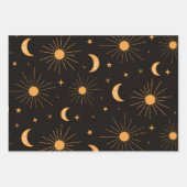 Orangensonne und Mondmuster Geschenkpapier Set (Vorderseite 2)