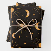 Orangensonne und Mondmuster Geschenkpapier Set (Beispiel)