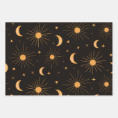Orangensonne und Mondmuster Geschenkpapier Set (Vorderseite)