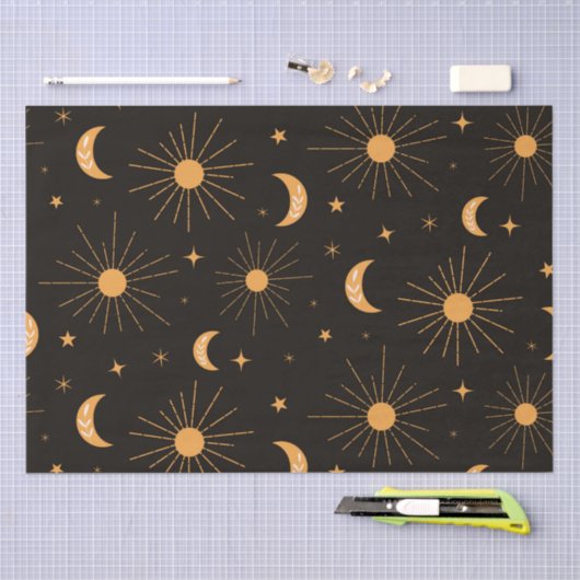 Orangensonne und Mondmuster Seidenpapier (Handwerk)