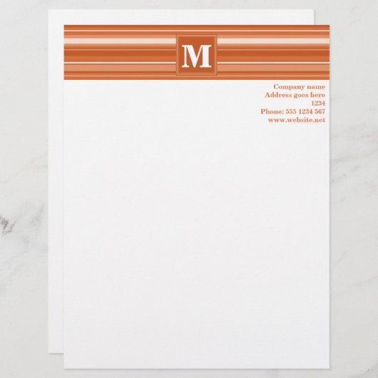 Orangenstreifen Briefbogen (Vorne/Hinten)