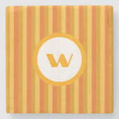 Orangenstreifen-Monogramm im Country-Stil Steinuntersetzer (Vorderseite)