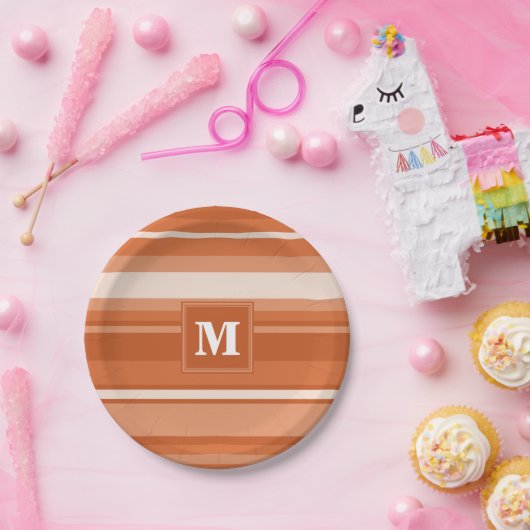 Orangenstreifen Pappteller (Party)