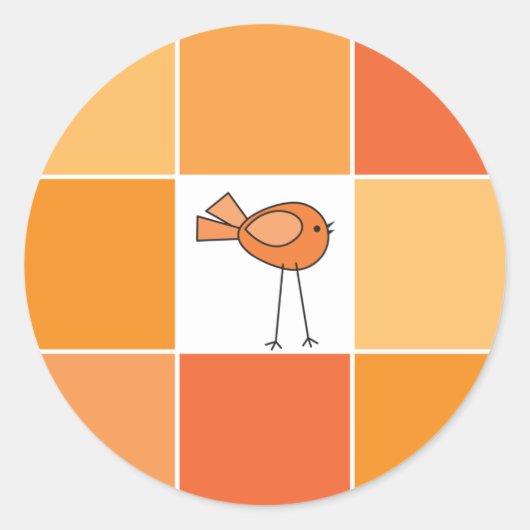 Orangenvogel Runder Aufkleber (Vorderseite)