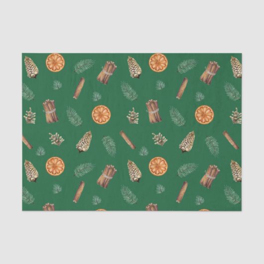 Orangenweich, Kiefer, Pinecones Grün Seidenpapier (Vorderseite)