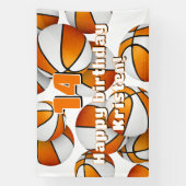 Orangenweiße Basketball Junge Sportlerin Party Banner (Vertikal)