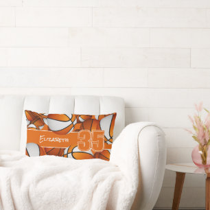 Orangenweiße Basketballkörbe - Mädchensportraum Lendenkissen