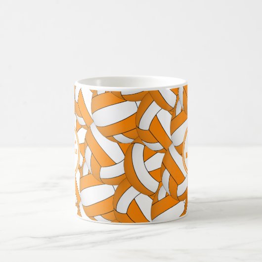 Orangenweiße Schulfarben Volleyball-Geschenk Kaffeetasse (Mittel)