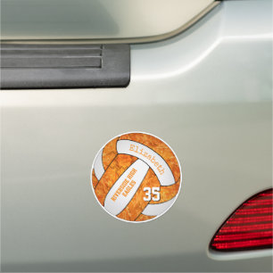 Orangenweiße Volleyballmannschaft farbenfrohe Mädc Auto Magnet
