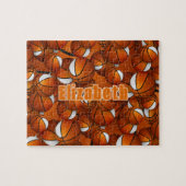 Orangenweißer Basketball - Farben personalisiert Puzzle (Horizontal)