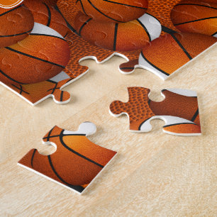 Orangenweißer Basketball - Farben personalisiert Puzzle