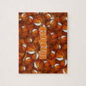 Orangenweißer Basketball - Farben personalisiert Puzzle (Vertikal)