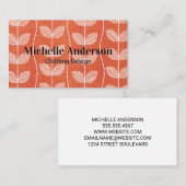 Orangenwerkstoff | Pflanze Doodle-Muster Visitenkarte (Vorne/Hinten)