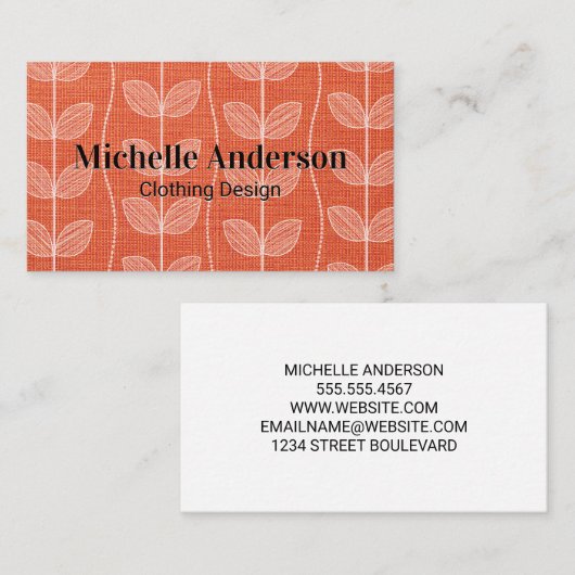Orangenwerkstoff | Pflanze Doodle-Muster Visitenkarte (Vorne/Hinten)