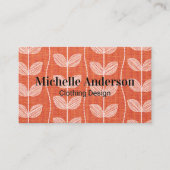 Orangenwerkstoff | Pflanze Doodle-Muster Visitenkarte (Vorderseite)