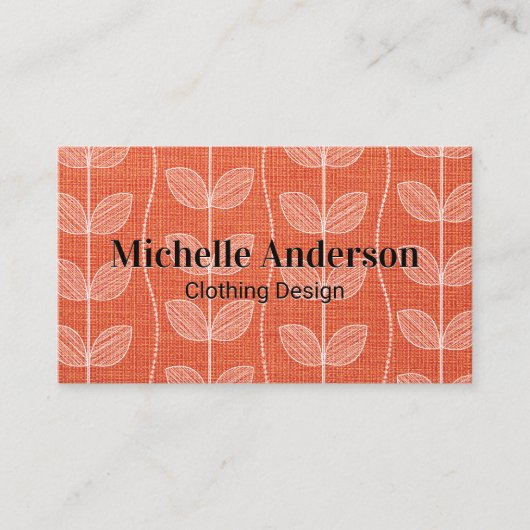 Orangenwerkstoff | Pflanze Doodle-Muster Visitenkarte (Vorderseite)