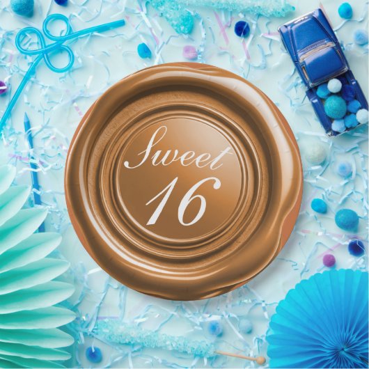 Orangenwürfelwachs Siegel Tropfen Sweet 16 Wedding Pappteller (Party)