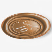 Orangenwürfelwachs Siegel Tropfen Sweet 16 Wedding Pappteller (Schrägansicht)