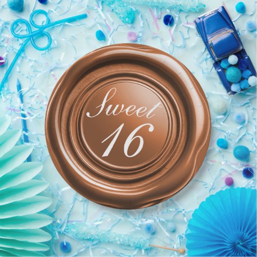 Orangenwürfelwachs Siegel Tropfen Sweet 16 Wedding Pappteller (Party)