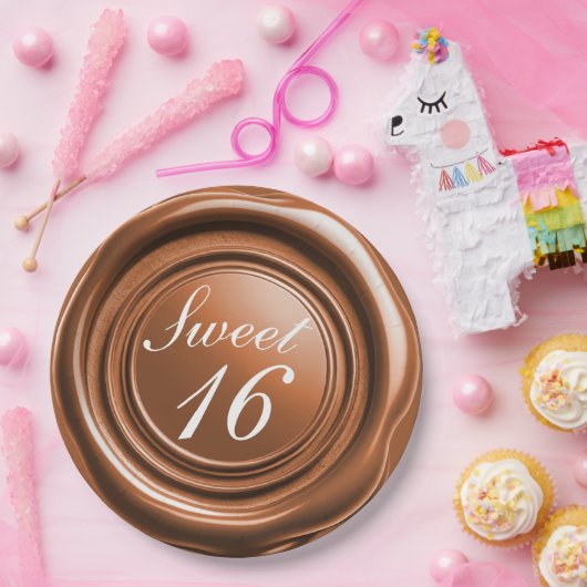 Orangenwürfelwachs Siegel Tropfen Sweet 16 Wedding Pappteller (Party)